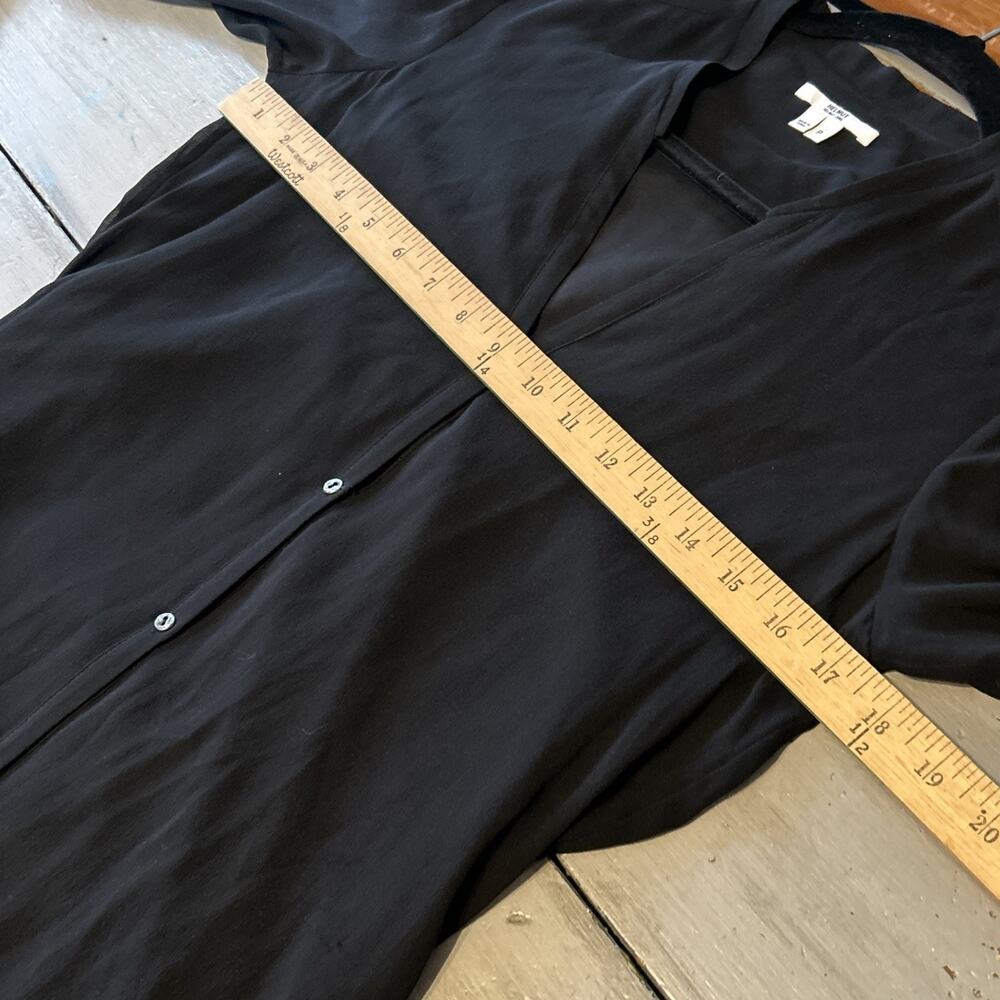 Helmut Lang Black Button Front Roll Tab Sleeve Shirt Dress XS Silk Quiet Luxury - Picture 9 of 11
